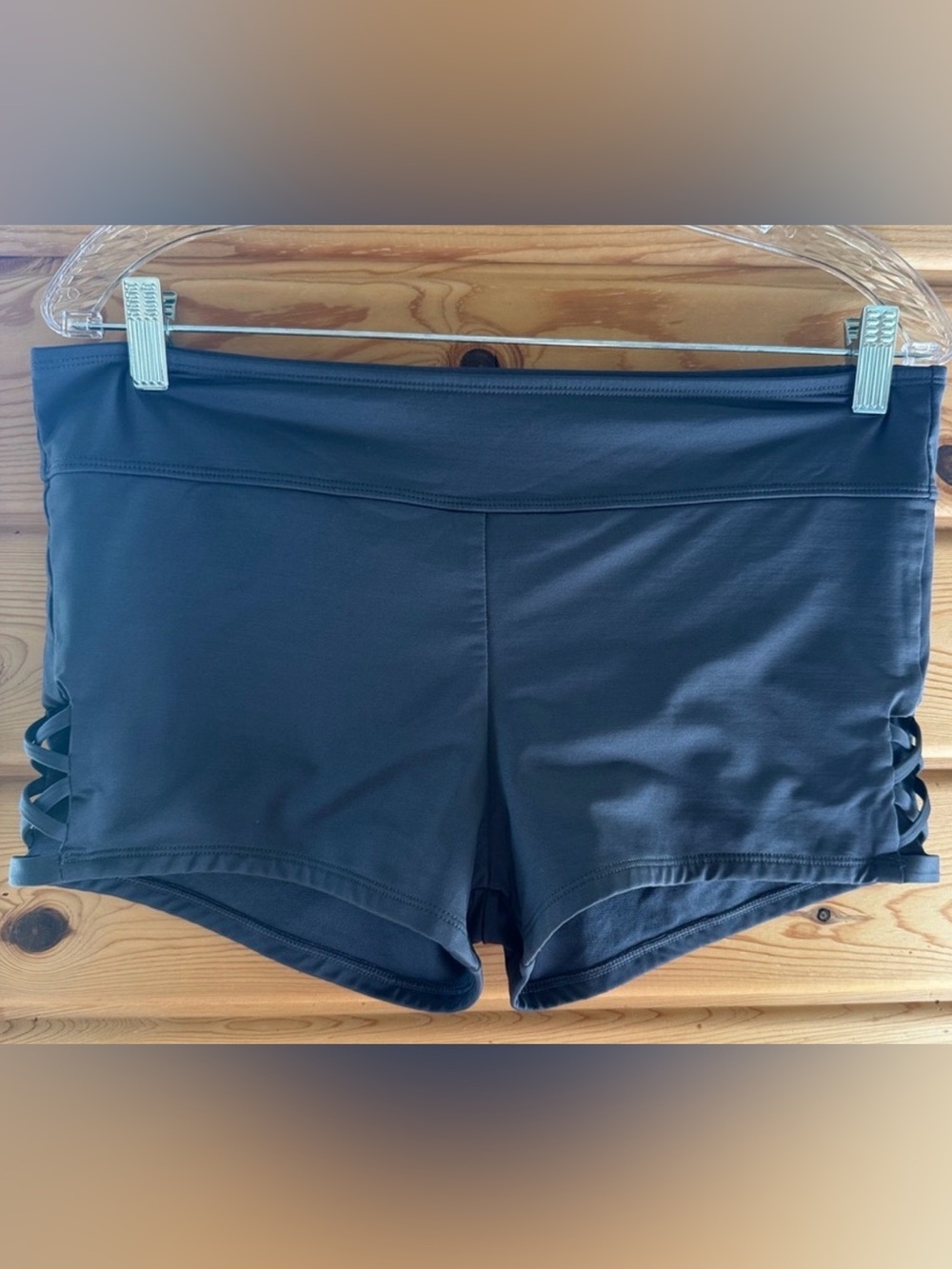 Kona Sol Women's Black Athletic Shorties with Side Lattice Large